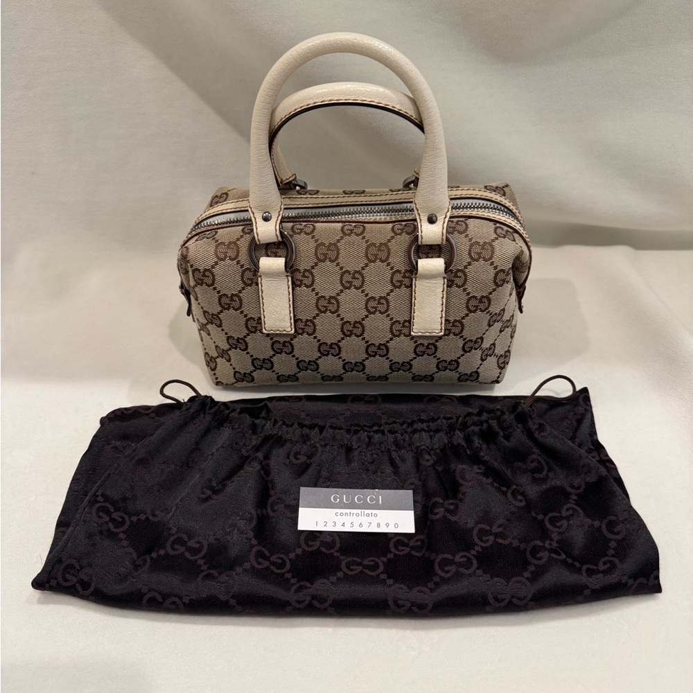 Gucci Beige GG Print Monogram Canvas Mini Handbag - Picture 2 of 16